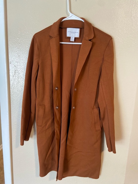 Carolina Belle Jackets & Blazers - Carolina Belle Burnt Orange Long Blazer Trench Coat